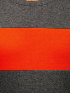 Графитено-оранжов мъжки суитшърт без качулка Bolf 2021