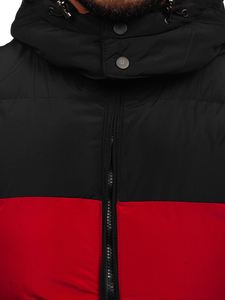 Бордо капитониран мъжки елек с качулка Bolf 1189