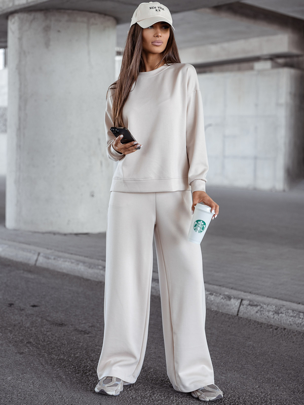 Дамски двуцветен спортен комплект бежов Bolf 821111