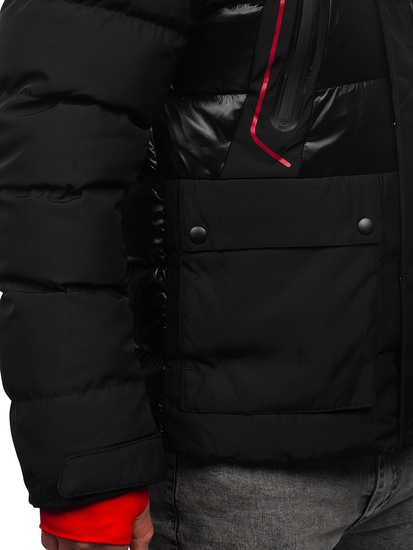 Черно капитонирано мъжко зимно яке Bolf 99527