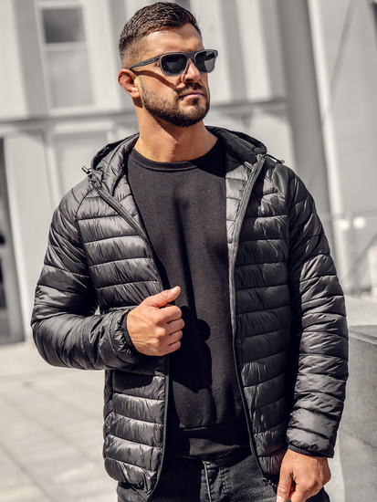 Черно капитонирано преходно мъжко яке Bolf 58M13021A