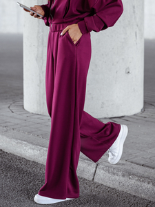 Дамски двуцветен спортен комплект с цип бордо Bolf 821109