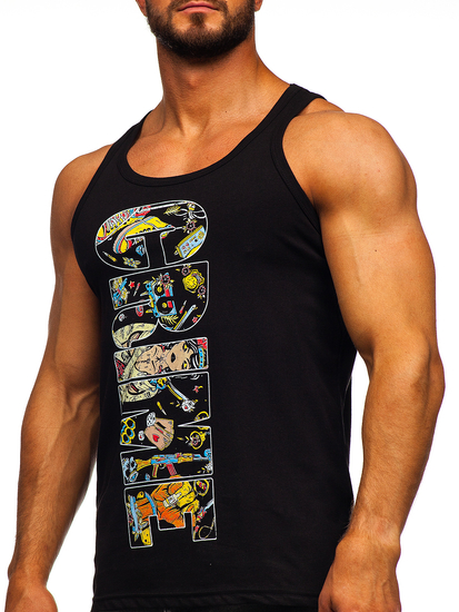 Черен мъжки потник с принт Bolf 143031