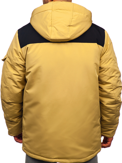 Бежово мъжко зимно яке с качулка Bolf 22M322