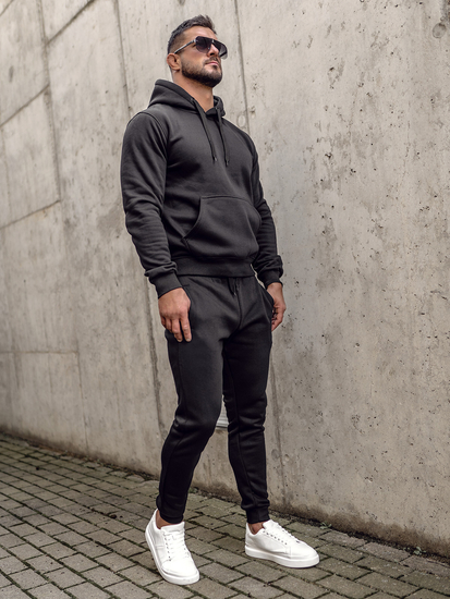 Черен мъжки анцуг от две части с качулка Bolf C10381