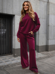 Дамски двуцветен спортен комплект бордо Bolf 821111