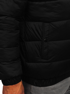 Черно ватирано мъжко зимно яке Bolf 31M5015