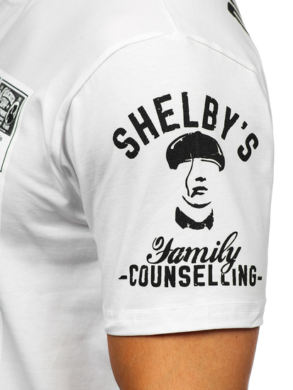 Бяла мъжка тениска с апликация Bolf 2826