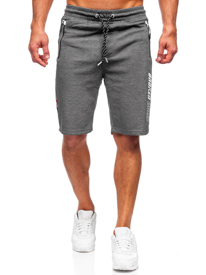 Къси мъжки спортни панталони в антарцит и бяло Bolf Q3884