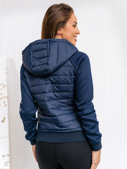 Дамско тъмносиньо ватирано дежсезонно яке с качулка Bolf KSW4012A1