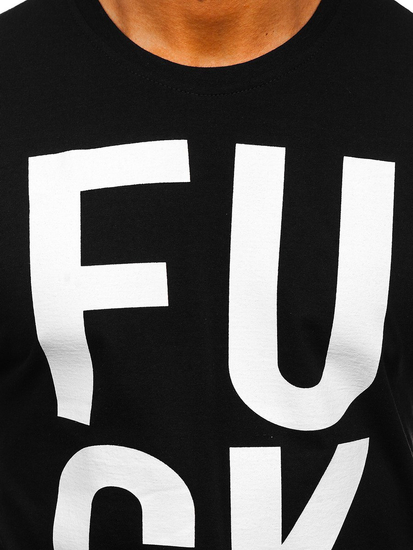 Черна мъжка тениска с принт Bolf 1267