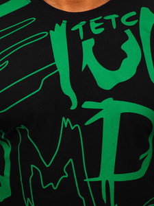 Черна памучна мъжка тениска с принт Bolf KS1972