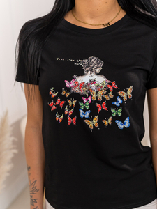 Черна дамска тениска с апликация Bolf 95T2525