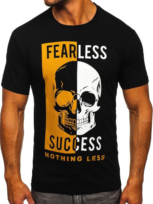 Черна мъжка тениска с принт Bolf 142173