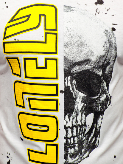 Бяла мъжка тениска с принт Bolf Y70001