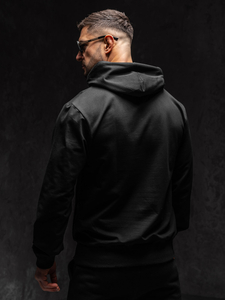 Черен мъжки суичър с щампа Bolf 6140A1