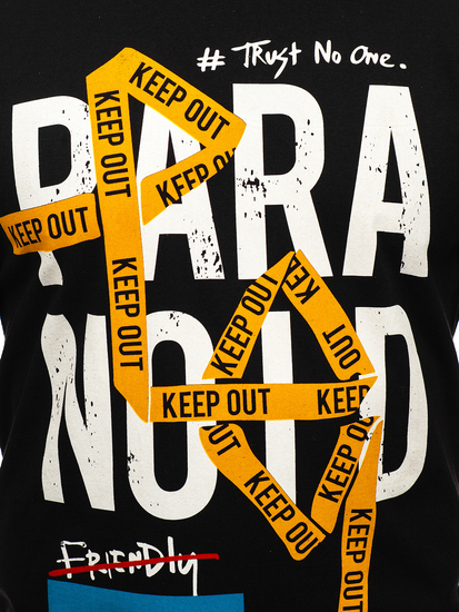 Черна мъжка тениска с принт Bolf 2309-1