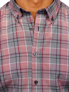 Червена мъжка карирана риза с дълъг ръкав Bolf 22748