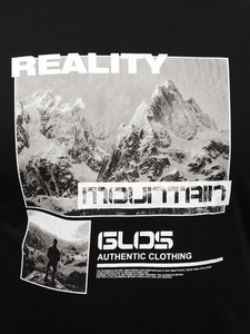 Черна памучна мъжка тениска с щампа Bolf MPO3461