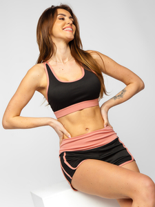 Черен и розов дамски спортен комплект от две части Bolf XL011A1