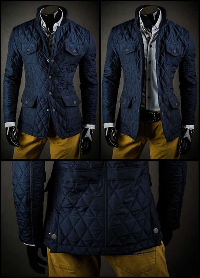 Тъмносиньо елегантно капитонирано мъжко яке Bolf 802A