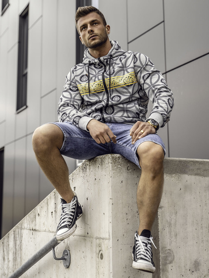 Сиво мъжко горнище с качулка Bolf 27B8123A