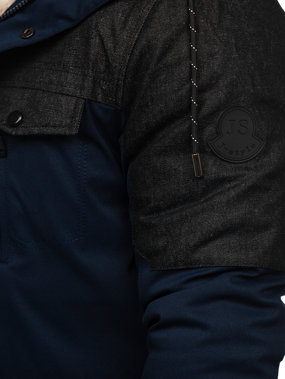 Тъмносиньо мъжко зимно яке тип парка Bolf 22M116