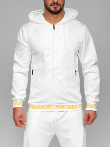 Бял мъжки анцуг с качулка Bolf 3A161