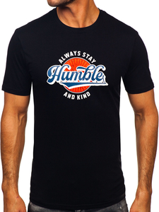 Черна памучна мъжка тениска с щампа Bolf MPO3531