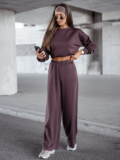 Дамски двуцветен спортен комплект шоколадов Bolf 821111