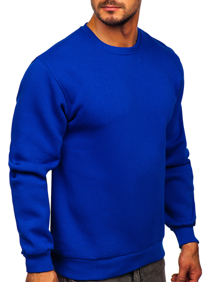 Плътен мъжки суитшърт без качулка в цвят синя метличина Bolf 2001