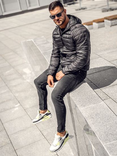 Черно капитонирано преходно мъжко яке Bolf 58M13021A