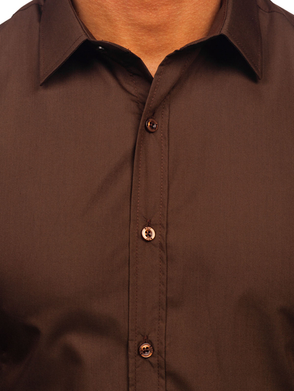 Кафява елегантна мъжка риза с дълъг ръкав Bolf 1703