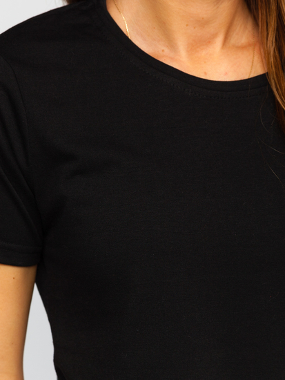 Черна дамска тениска без щампа Bolf SD211-3P 3PACK