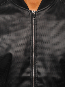 Черно мъжко кожено яке Bolf 7110