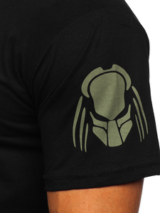 Черна памучна мъжка тениска с щампа Bolf 192379