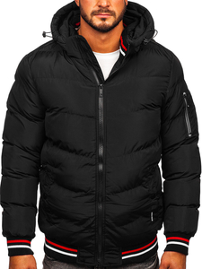 Черно капитонирано мъжко зимно яке Bolf 6971