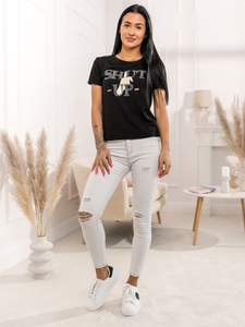 Черна дамска тениска с щампа Bolf 95T2501