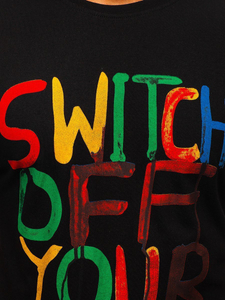 Мъжка тениска с принт черна Bolf 1181