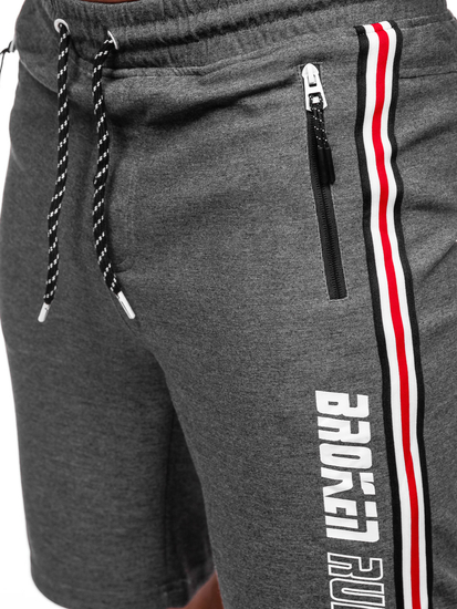 Къси мъжки спортни панталони в антарцит и бяло Bolf Q3884