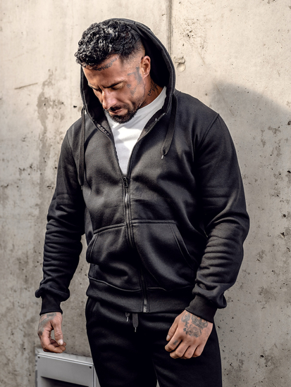 Черен мъжки суитшърт с качулка Bolf 2008A