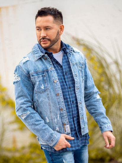 Небесносиньо мъжко дънково яке Bolf MJ501BC