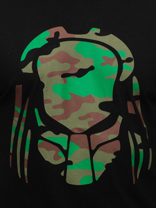 Черна памучна мъжка тениска с щампа Bolf 192379