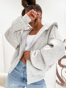 Дамски подплатен суитшърт с качулка меланжов Bolf 821112