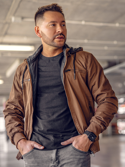 Кафяво памучно преходно мъжко яке Bolf 84M3010A