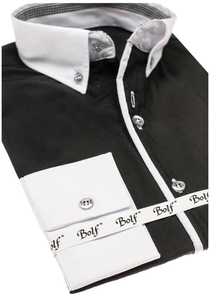 Мъжка елегантна риза с дълъг ръкав черна Bolf 6919