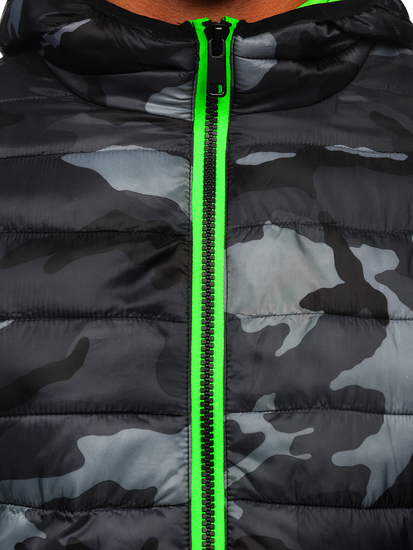 Чернo-зелено мъжко преходно спортно камуфлажно яке Bolf SM83