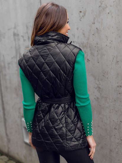 Черен дълъг капитониран дамски елек Bolf JIN221A