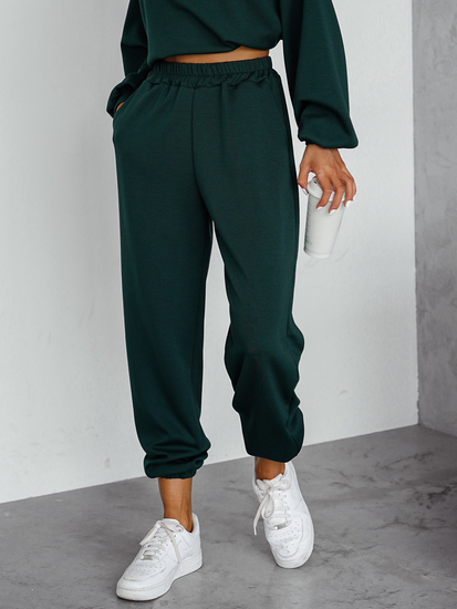 Дамски двуцветен спортен комплект с качулка бутилков Bolf 525