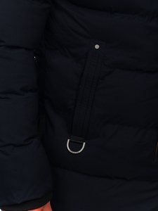 Тъмносиньо капитонирано мъжко зимно яке тип парка Bolf 7330